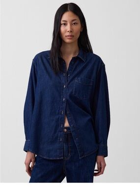 NWOT GAP Dark Blue Denim Button-Up Shirt
